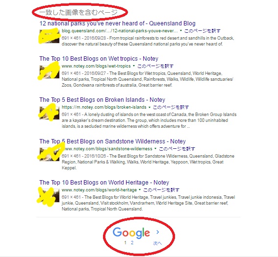 グーグル画像検索画面を下にスクロールした画面