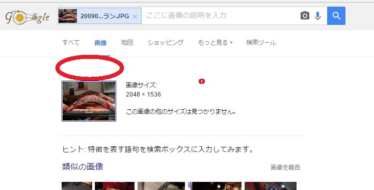 グーグル画像検索画面でヒットがなかったとき