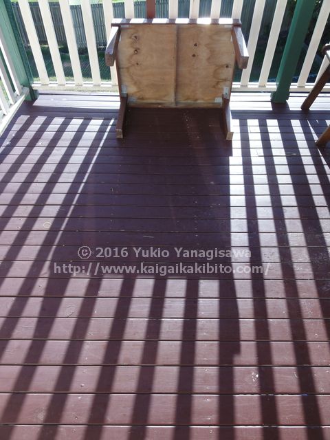 朝日でできた影
