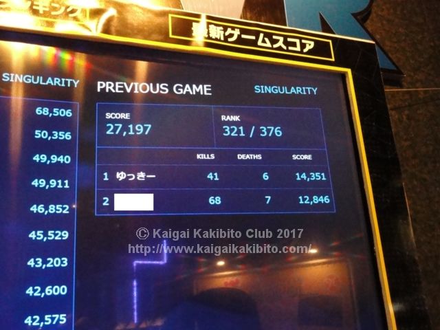ZERO LATENCY VRの得点ボード