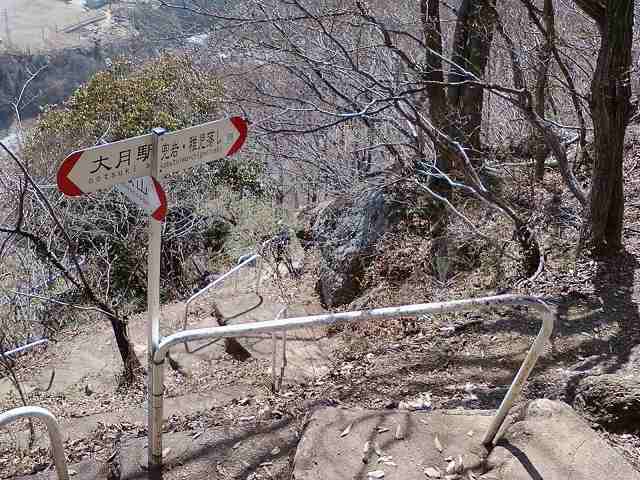 岩殿山から稚児落としへの登山道