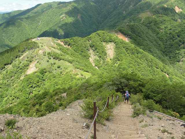 丹沢表尾根縦走ルートの三の塔の先からの眺め