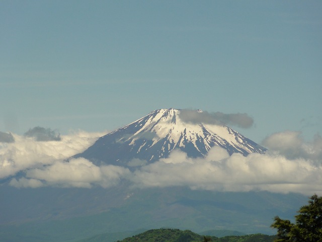 丹沢表尾根縦走ルートの烏尾山山頂から眺める富士山