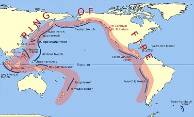 環太平洋地震帯の地図