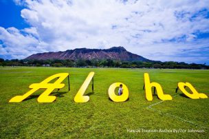 alohaの文字のパブリックアート