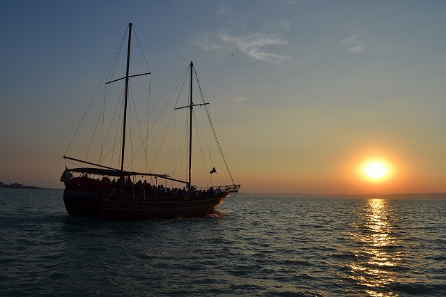 ハンガリーのバラトン湖の夕景