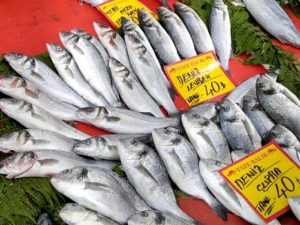 トルコの青空市場の魚